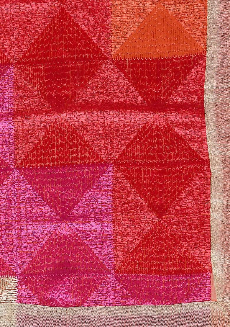 Multicoloured Phulkari Embroidered Dupatta