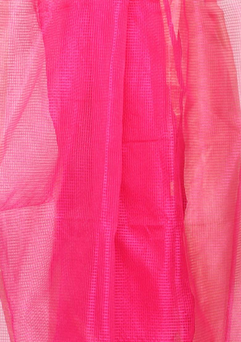 Women Pink Cotton Silk Printed Dupatta
