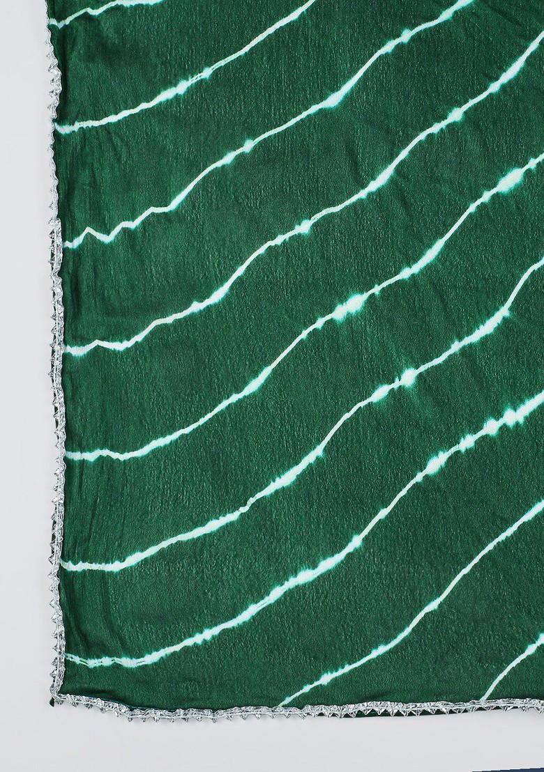 Green Striped Tie And Dye Dupatta