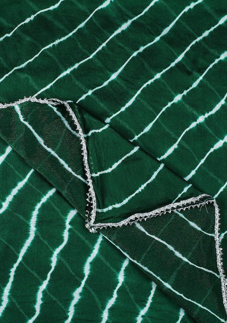 Green Striped Tie And Dye Dupatta