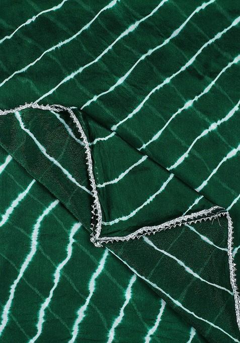 Green Striped Tie And Dye Dupatta