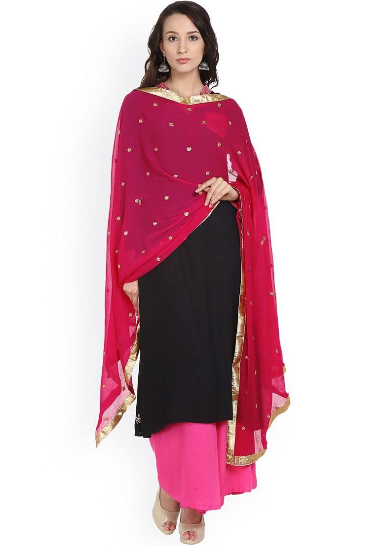 Pink Embroidered Dupatta