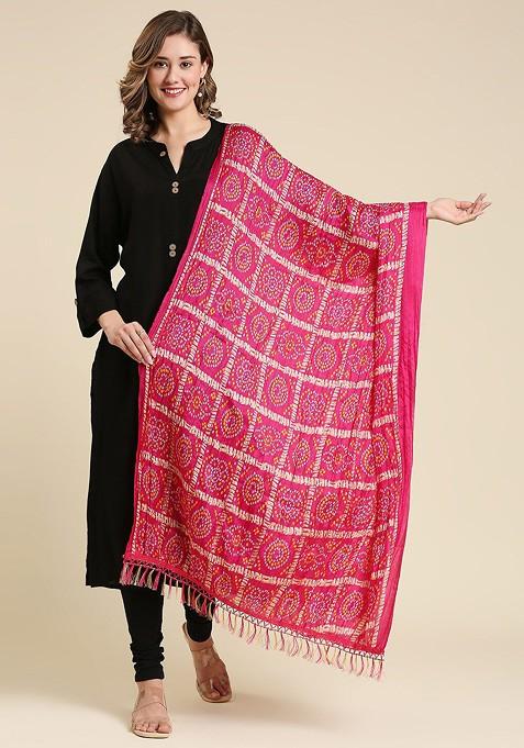 Printed Art Silk Bandhaini Dupatta