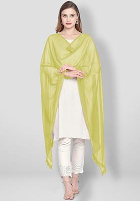 Lime Green Solid Dupatta