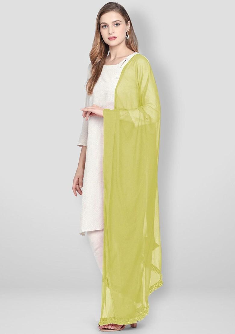 Lime Green Solid Dupatta