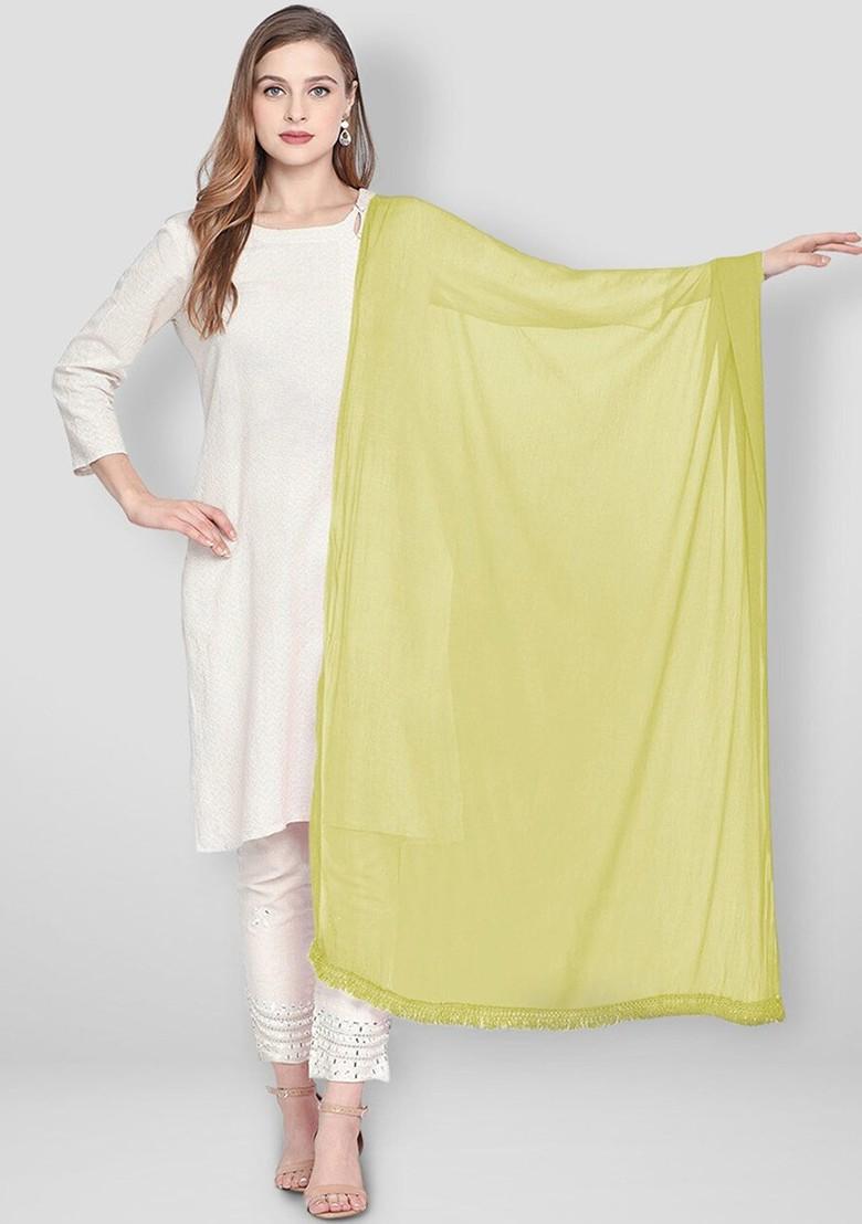 Lime Green Solid Dupatta