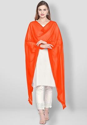 Orange Solid Dupatta