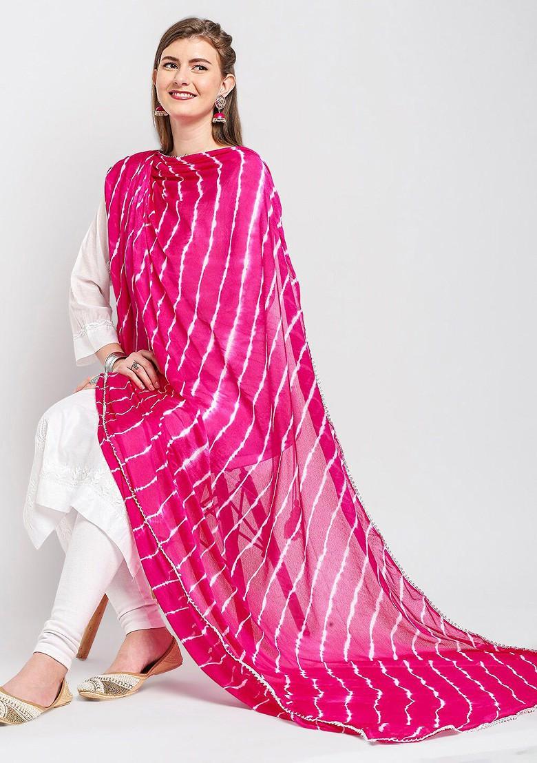 Pink Leheriya Dupatta