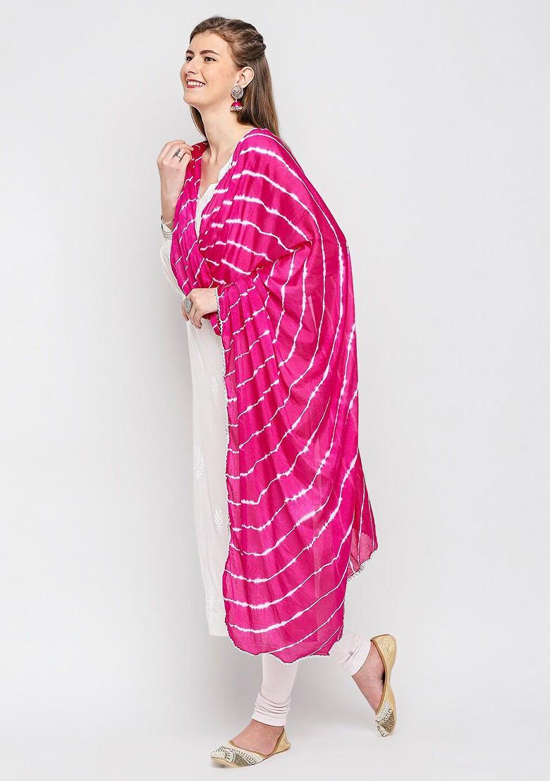 Pink Leheriya Dupatta