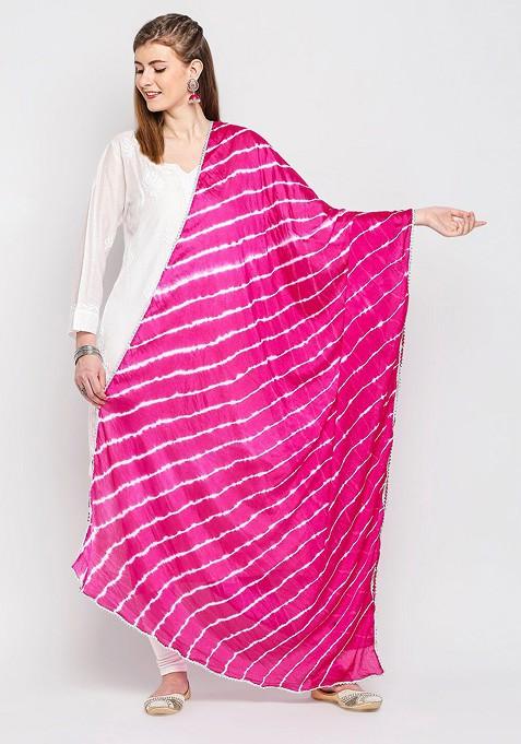 Pink Leheriya Dupatta