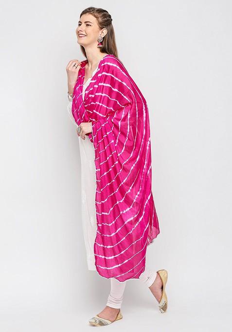 Pink Leheriya Dupatta