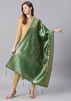 Woven Design Silk Dupatta With Zari