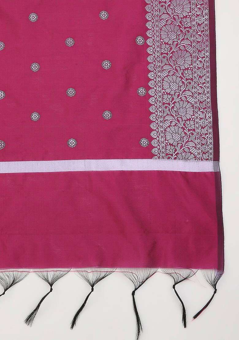 Women Wine Red Woven Design Dupatta - Indya