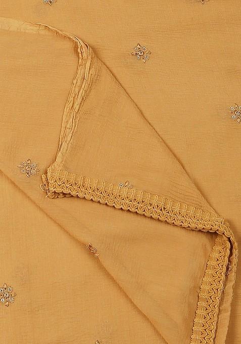 Floral Embroidered Sequinned Dupatta