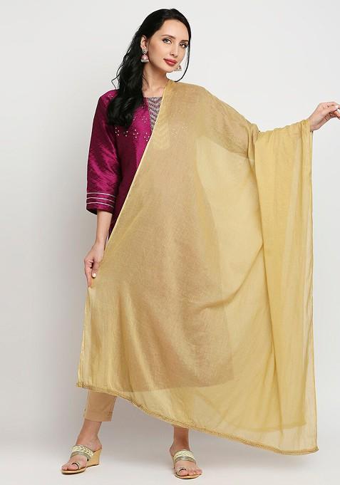 Khaki Pure Cotton Dupatta
