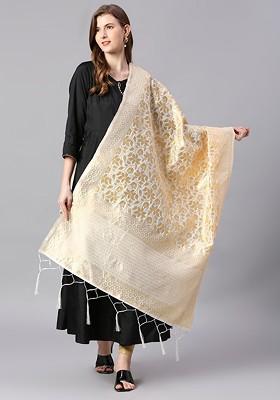Woven Design Dupatta With Zari