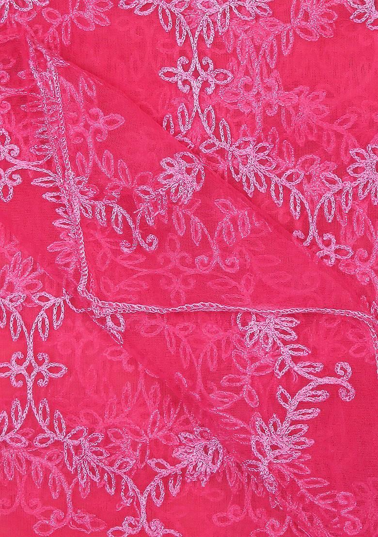 Floral Embroidered Net Dupatta