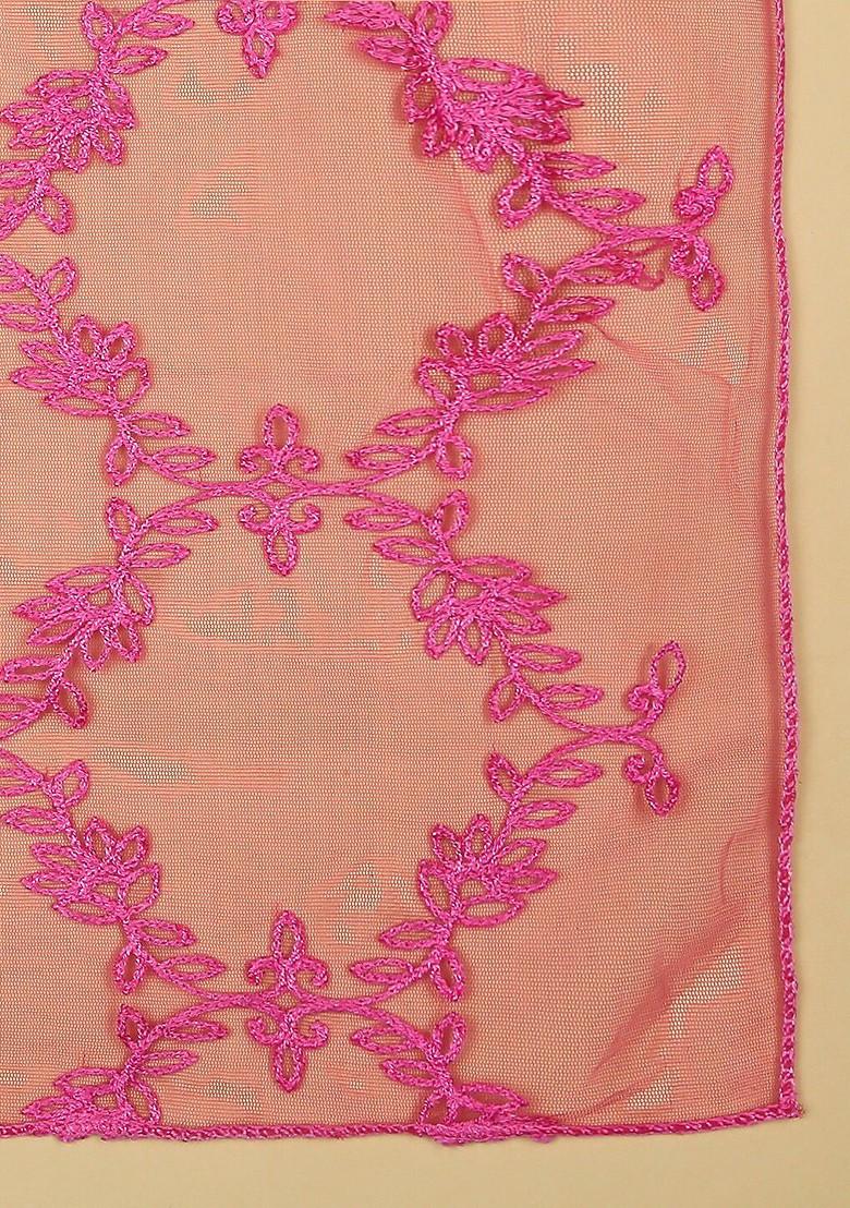 Floral Embroidered Net Dupatta