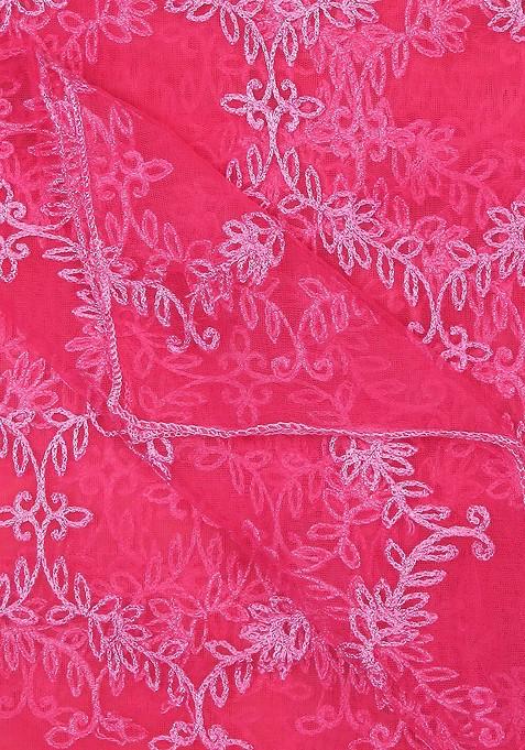 Floral Embroidered Net Dupatta