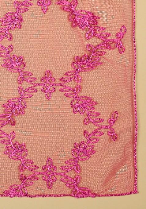 Floral Embroidered Net Dupatta