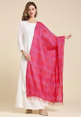 Bandhani Printed Dupatta With Tasselled Border
