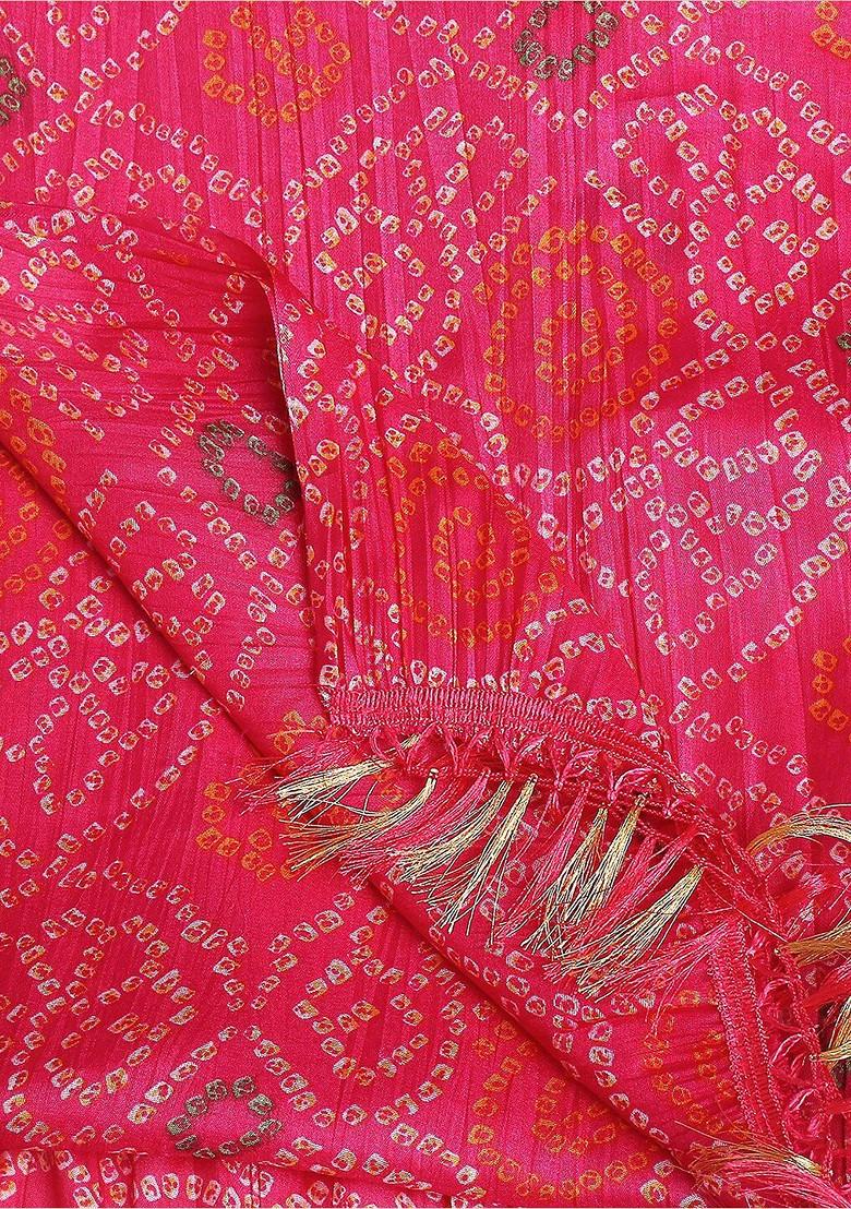 Bandhani Printed Dupatta With Tasselled Border