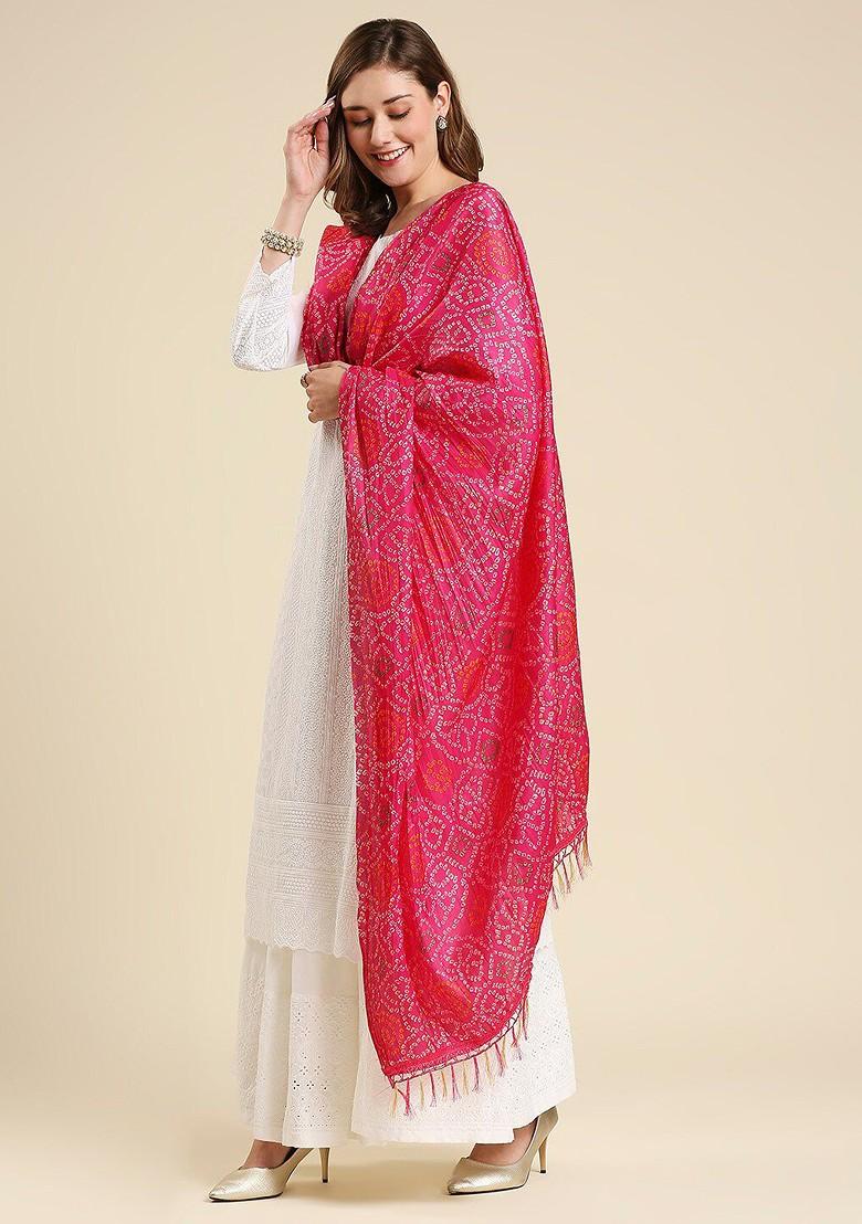 Bandhani Printed Dupatta With Tasselled Border