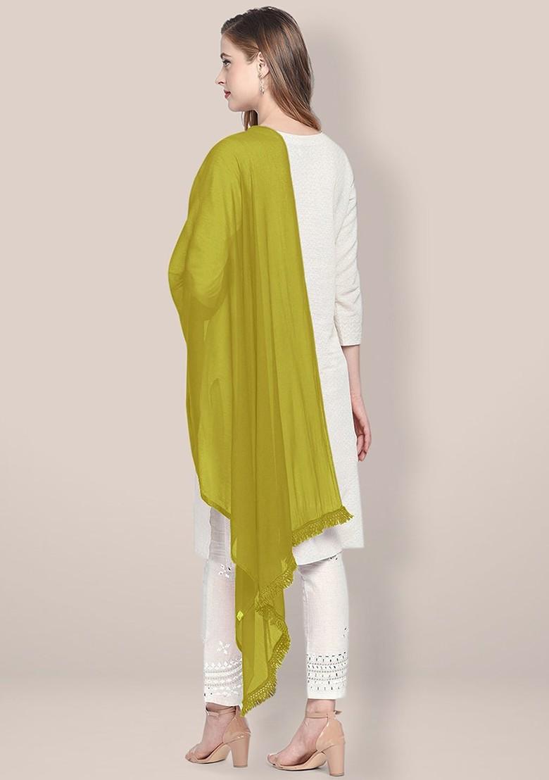 Chiffon Dupatta With Fringed Border