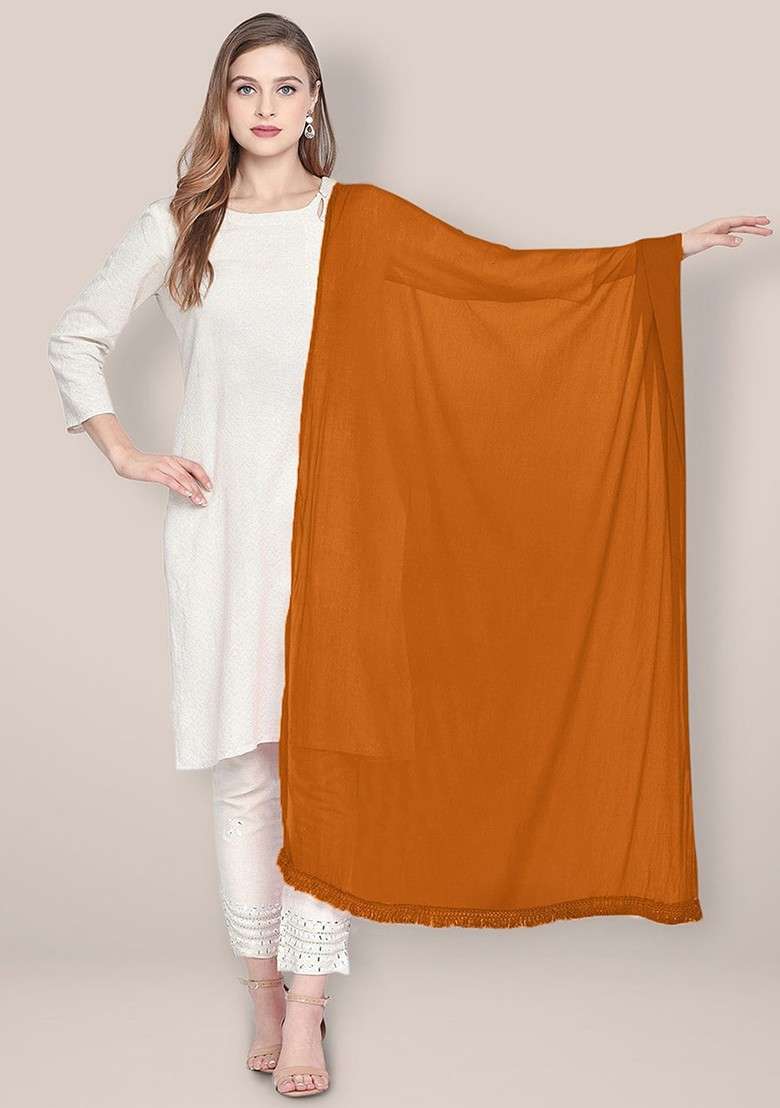 Chiffon Dupatta With Fringed Border - Indya