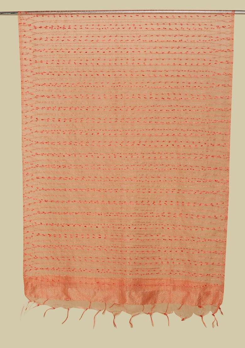 Woven Design Organza Dupatta With Zari - Indya
