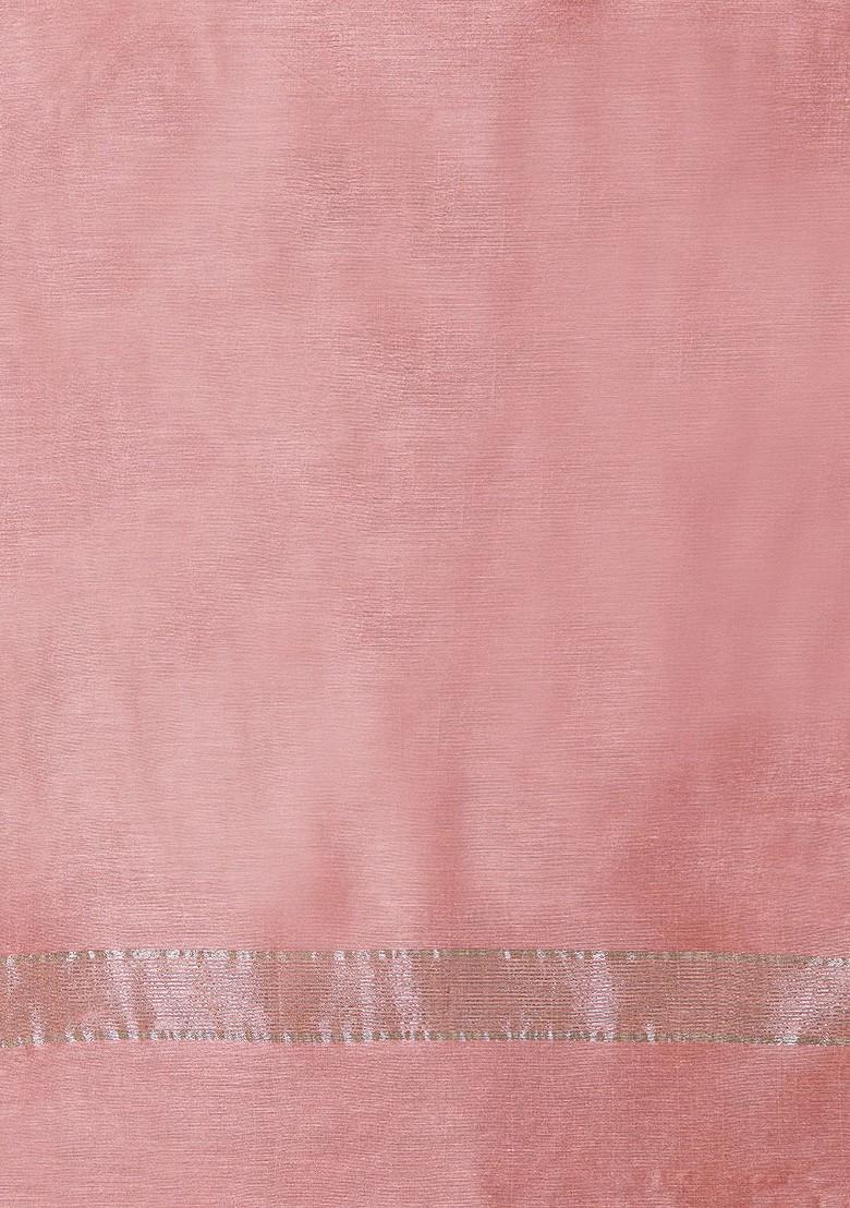 Peach Coloured And Gold Toned Solid Dupatta