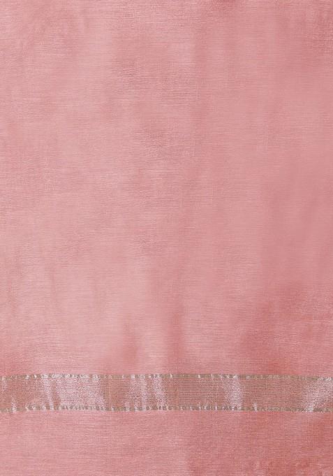 Peach Coloured And Gold Toned Solid Dupatta