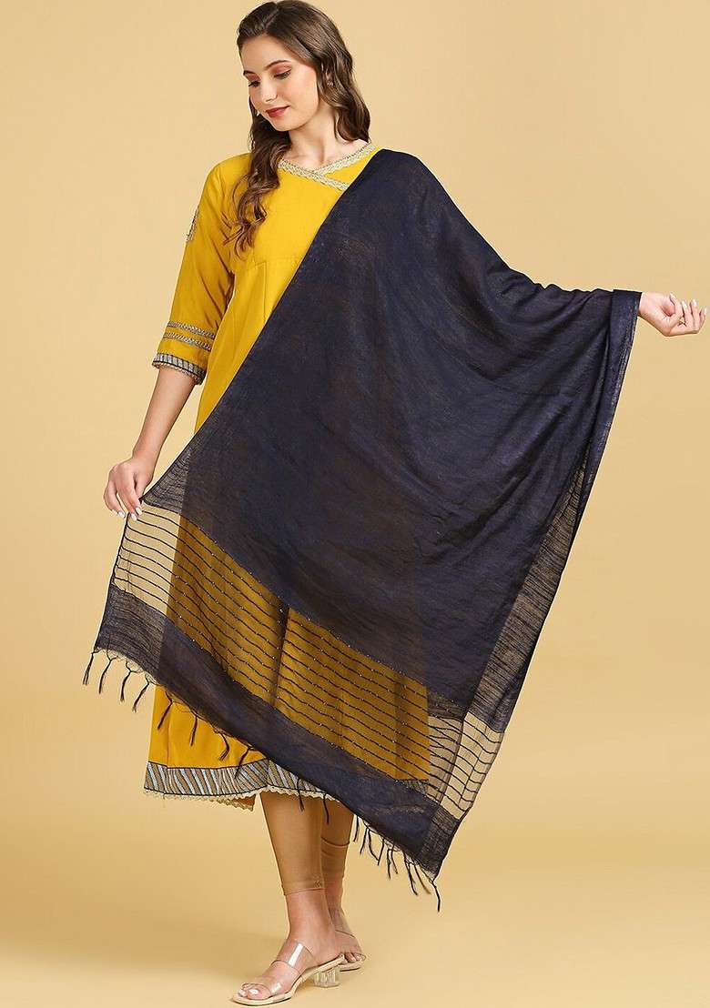 Woven Design Cotton Silk Dupatta With Sequin - Indya