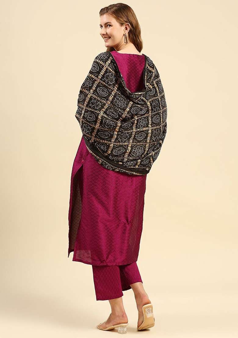 Black And Gold Toned Printed Dupatta - Indya