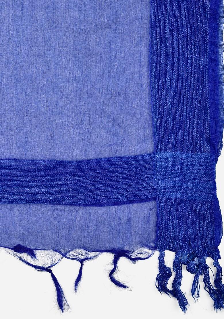 Blue Solid Organza Dupatta