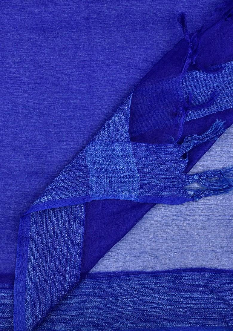 Blue Solid Organza Dupatta