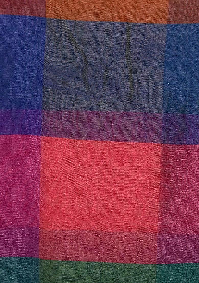 Multicoloured Striped Silk Dupatta