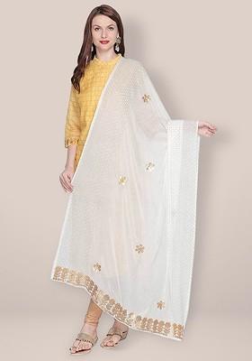 Embroidered Dupatta With Gotta Patti