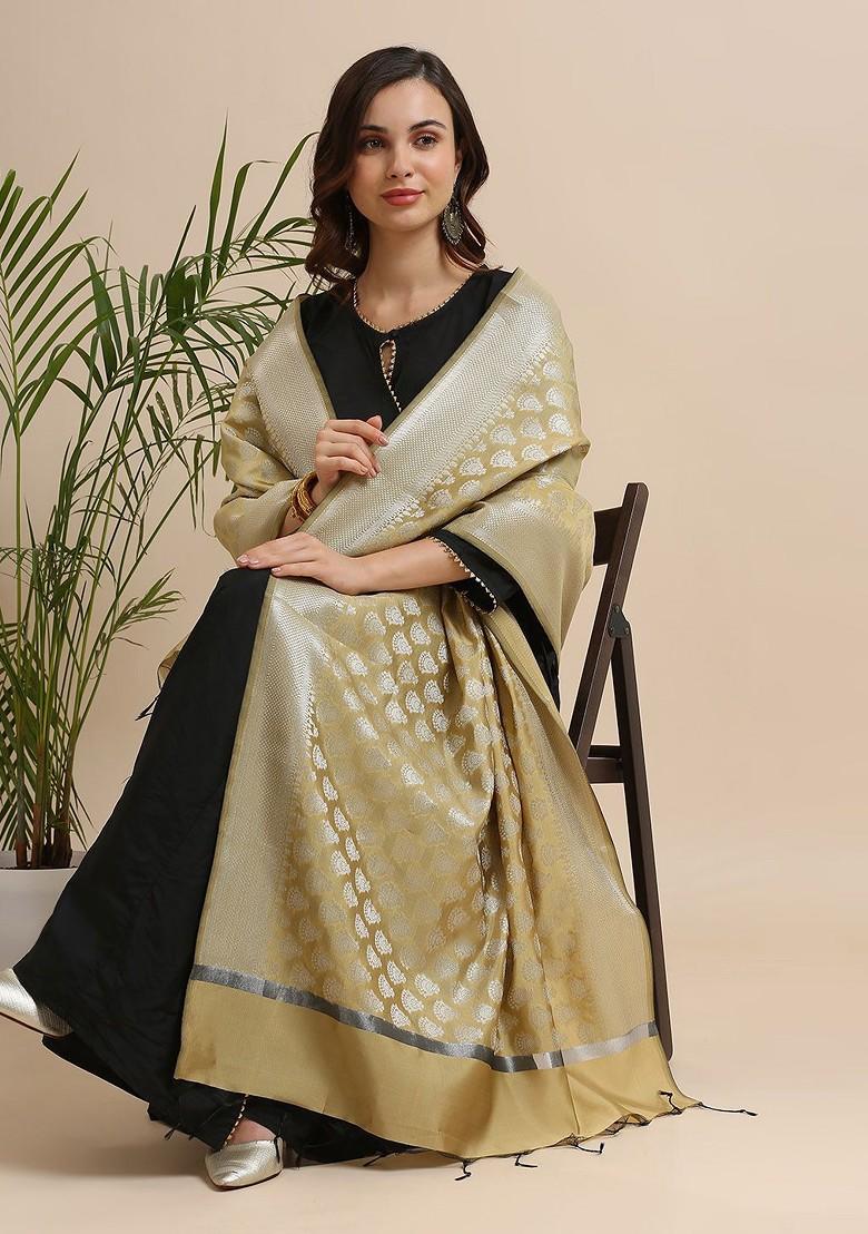 Ethnic Motifs Woven Designed Banarasi Silk Dupatta