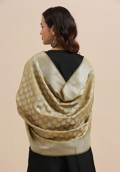 Ethnic Motifs Woven Designed Banarasi Silk Dupatta