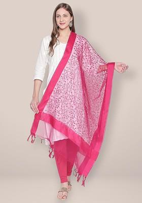 Embroidered Organza Dupatta With Thread Work
