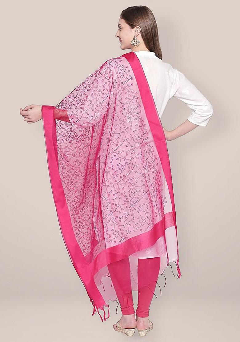 Embroidered Organza Dupatta With Thread Work