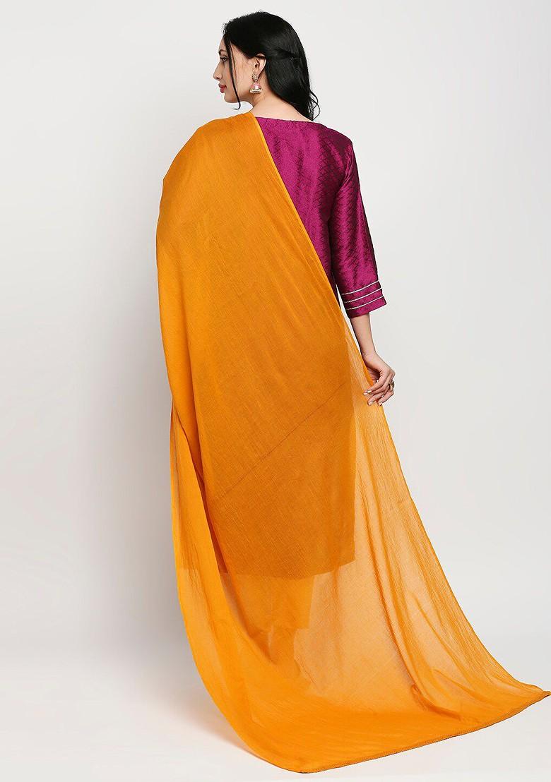 Women Mustard Yellow Solid Dupatta