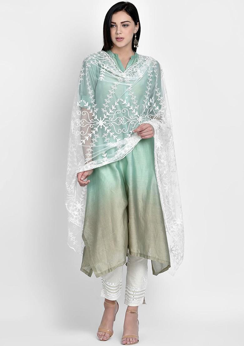 White Embroidered Dupatta