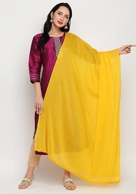 Women Yellow Cotton Dupatta