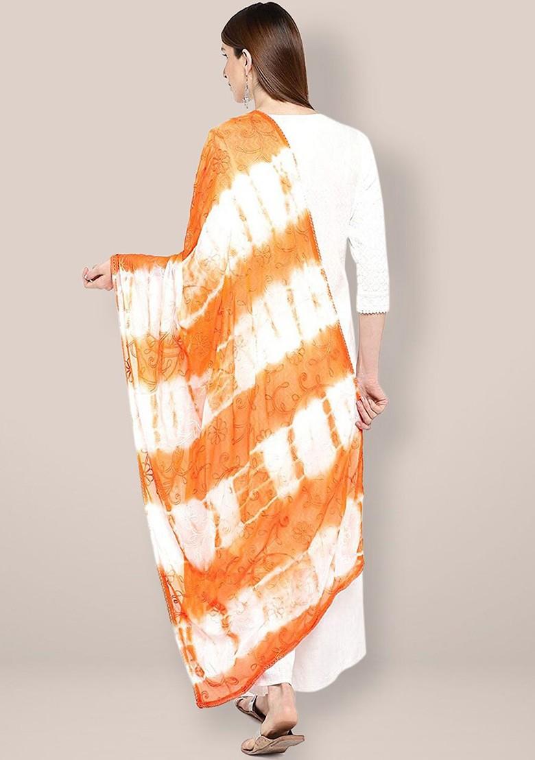 Ombre Dyed Shibori Chiffon Dupatta With Thread Work