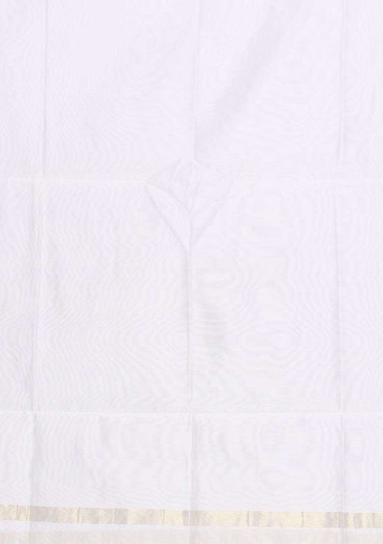 White Silk Dupatta - Indya