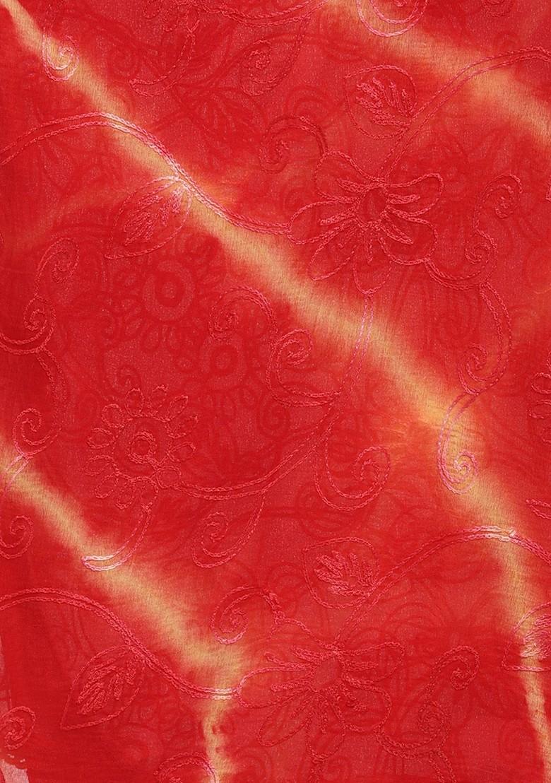 Red And Beige Embroidered Dupatta