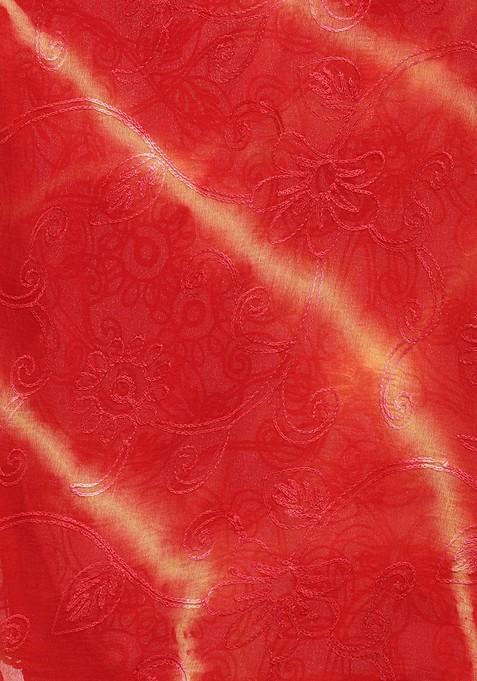 Red And Beige Embroidered Dupatta