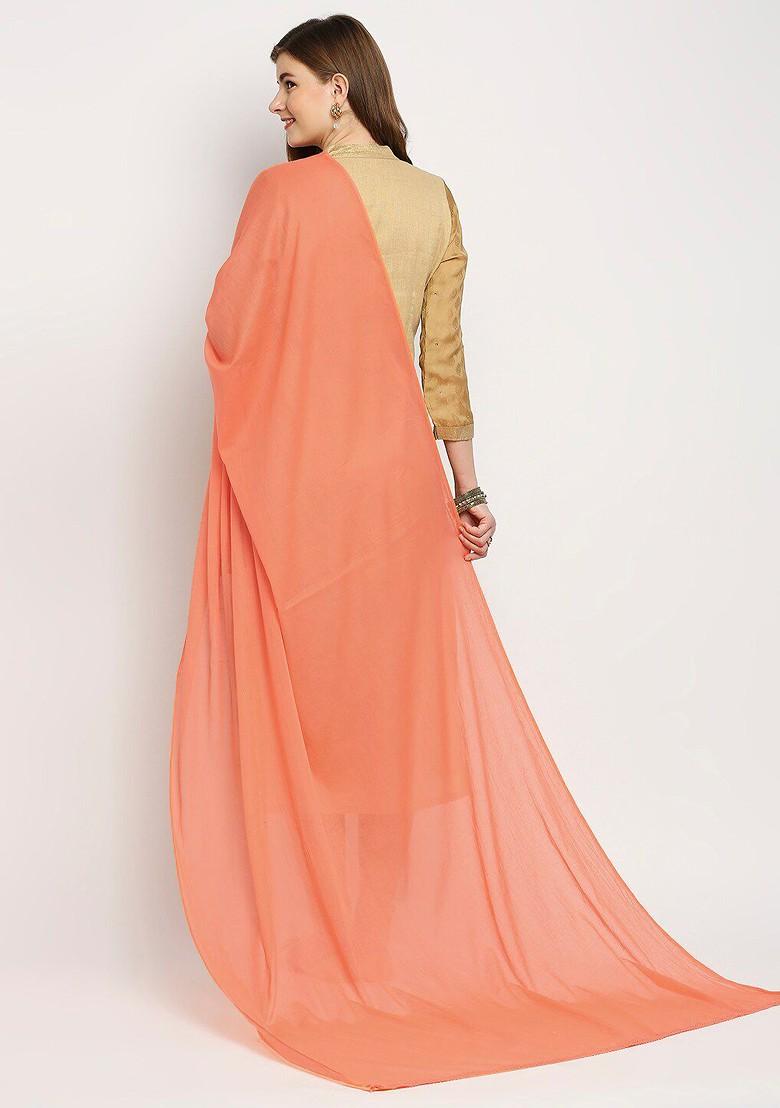 Peach Coloured Pure Cotton Dupatta